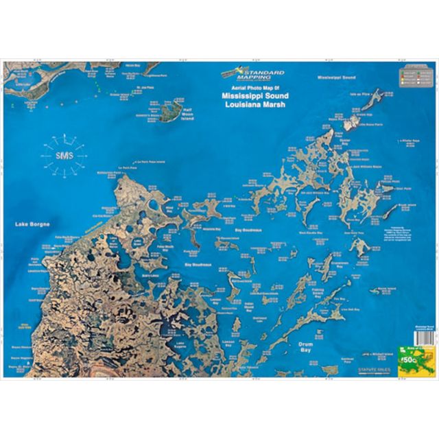 STANDARD LAMINATED MAP LA MARSH/BAYOU BILOXI